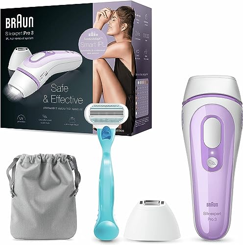 Braun IPL Silk Expert Pro 3 Haarentfernungsgerät, für dauerhaft sichtbare Haarentfernung, Venus Rasierer, Alternative zur Laser Haarentfernung, Geschenk für Frauen, PL3111, weiß/lila